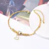 1 Piece Heart Shape Stainless Steel Waterproof Non Tarnish Shell PVD Coated Real Gold Plated Women'S Anklet