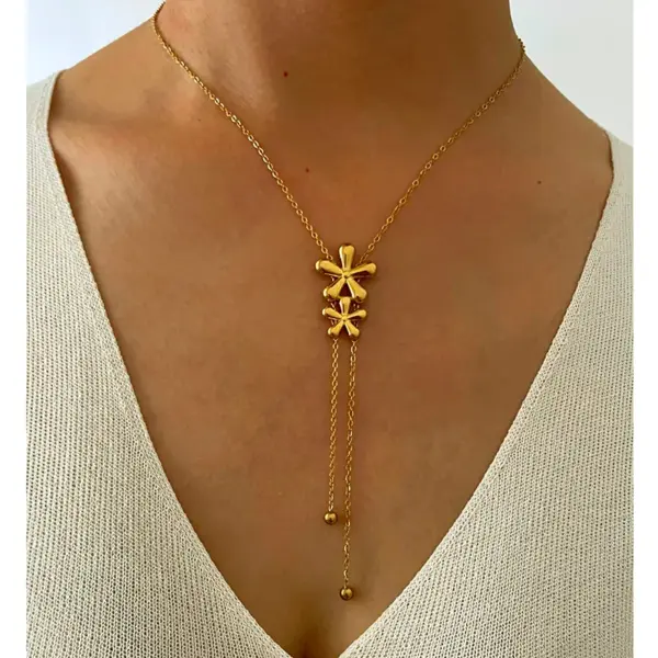 PVD Coated Real Gold Plated Heart Shape 304 Stainless Steel Simple Style Waterproof Non Tarnish Surgical Steel Plating Lobster Trigger Clasp Closure Long Necklace