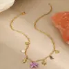 Wholesale PVD Coated Real Gold Plated Starfish Conch Coral 304 Stainless Steel Vacation Marine Style Waterproof Non Tarnish Jewelry Set