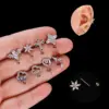 Wholesale 316L Stainless Steel Copper Zircon Ear Cartilage Rings & Studs Geometric Waterproof Non Tarnish Surgical Steel Women'S