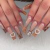 Wholesale European and American Long Pipe Crocodile Pattern French Fake Nails Love Cool Fairy Wear Armor Press on nails