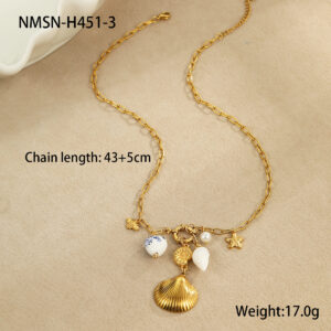 Nmsn-h451-3 gold shell necklace / 18K