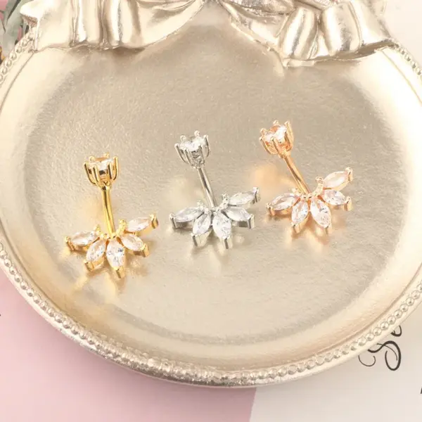 Wholesale Fashion Flower Stainless Steel Plating Belly Ring 1 Piece