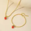 Wholesale Jewelry Casual Cute Sweet Fruit Copper Zircon 18K Gold Plated Beaded Epoxy Inlay Bracelets Necklace