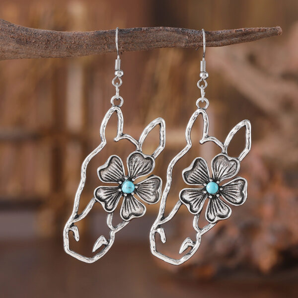 oly-ad22419bb31b6bca83e7b0b148f780c4 Wholesale Cross-border AliExpress new hollow line inlaid turquoise animal pendant earrings creative niche ear jewelry women