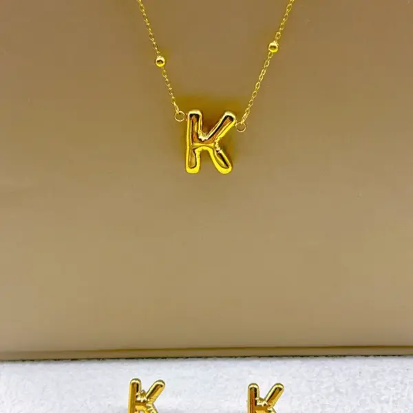 304 Stainless Steel Letter PVD Coated Golden Plated Elegant Hip-Hop Simple Style Gold Jewelry Set