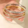 Wholesale Simple Style Commute Circle Titanium Steel Plating Inlay Zircon Rings Bracelets