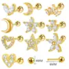 1 Piece Ear Cartilage Rings & Studs Vacation Simple Style Heart Shape Flower 304 Stainless Steel Copper Inlay Zircon Ear Cartilage Rings & Studs