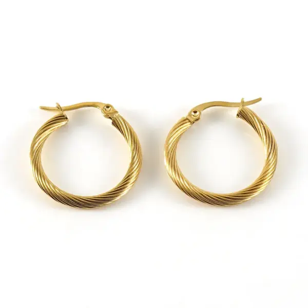 Wholesale PVD Coated 18K Gold Plated Round Stainless Steel Classic Style Waterproof Non Tarnish Hoop Earrings