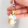 Wholesale Cartoon Cute Branch Cat Keychain Cute Stereo Corgi Puppy Pendant Male and Female Student Bag Pendant