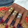 Wholesale PVD Coated Real Gold Plated 18K Gold Geometric 304 Stainless Steel Casual Simple Style Waterproof Non Tarnish Open Rings