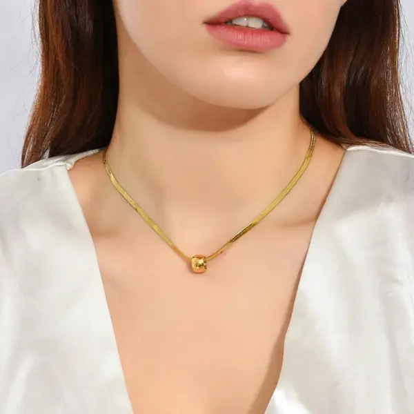 Wholesale Jewelry Fashion Argyle 304 Stainless Steel 14K Gold Plated Plating Stainless Steel Necklaces