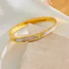 304 Stainless Steel Solid Color PVD Coated Acrylic Rhinestones 18K Real Gold Plated Princess Cute Waterproof Non Tarnish Inlay Gold Bangle