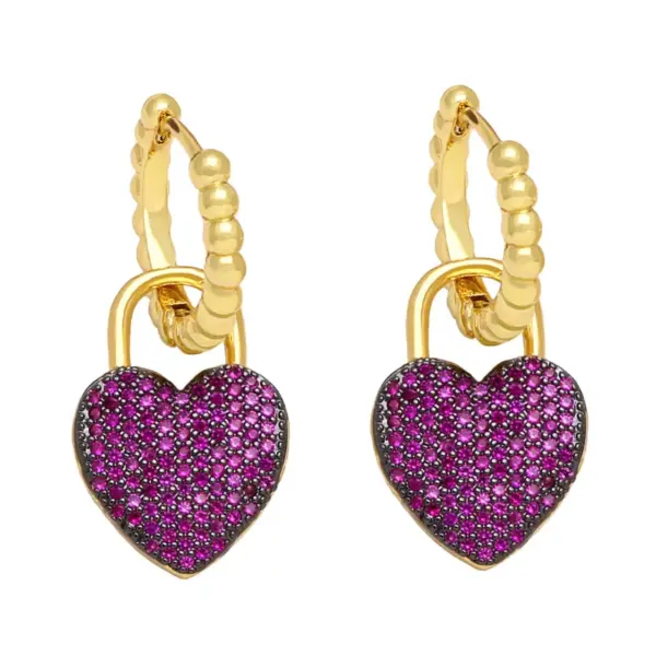 Wholesale Fashion Simple Style Heart Shape Copper Plating Inlay Zircon Drop Earrings 1 Pair