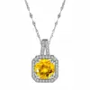 Wholesale 201 Stainless Steel White Gold Plated Gold Plated Classic Style Plating Inlay Square Glass Zircon Pendant Necklace