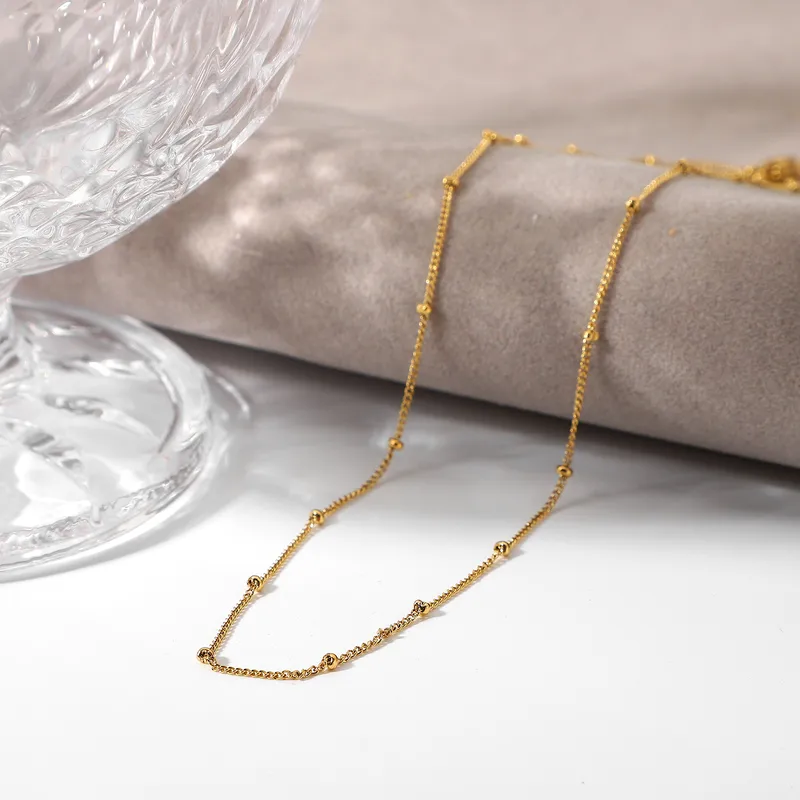 Wholesale PVD Coated Real Gold Plated Geometric 304 Stainless Steel Titanium Steel Simple Style Waterproof Non Tarnish Necklace