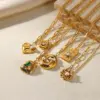 Wholesale Jewelry Simple Style Heart Shape 304 Stainless Steel Artificial Pearls Pendant Necklace Paperclip Chain Ball Chain