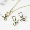 Wholesale Cute Vintage Style Simple Style Stethoscope Copper 18k Gold Plated Zircon Jewelry Set In Bulk