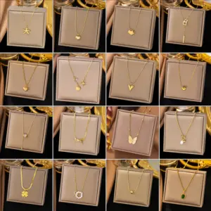 oly-ad4d95ca28733230bdc15b42d22ce903 Real Gold Plated 304 Stainless Steel Ion Plating (IP) Stone-Free Starfish Heart Shape Bow Knot Waterproof Non Tarnish Sweet Simple Style Cable Chain Snake Chain Pendant Necklace For Women's