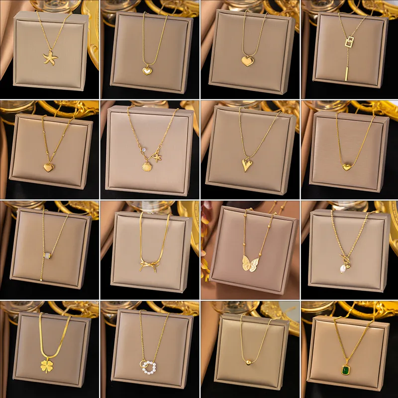 Wholesale Real Gold Plated 304 Stainless Steel Ion Plating (IP) Stone-Free Starfish Heart Shape Bow Knot Waterproof Non Tarnish Sweet Simple Style Cab