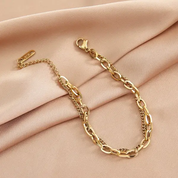 Vintage Style Geometric 304 Stainless Steel 18K Gold Plated Stainless Steel Bracelets In Bulk