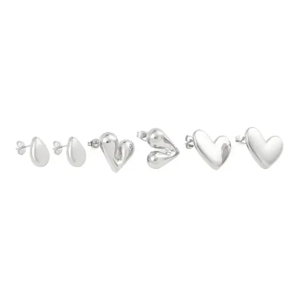 Wholesale PVD Coated 18K Gold Plated Water Droplets Heart Shape Stainless Steel Casual Sweet Waterproof Non Tarnish Ear Studs