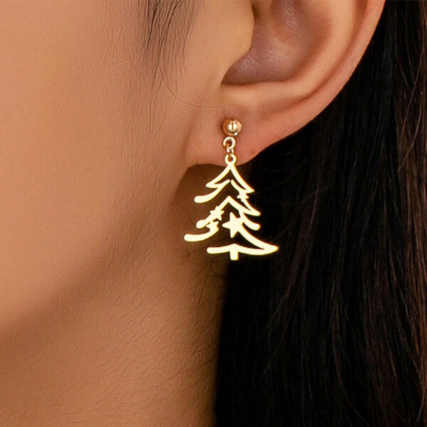 Wholesale Christmas green and white Christmas tree earrings