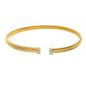 Ck694 Open Gold Collar with Diamond 8mm