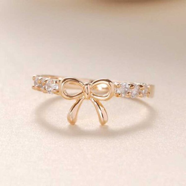 Wholesale Japanese and Korean Jewelry Simple Diamond Bow Ring Handset Finger Ring for Women