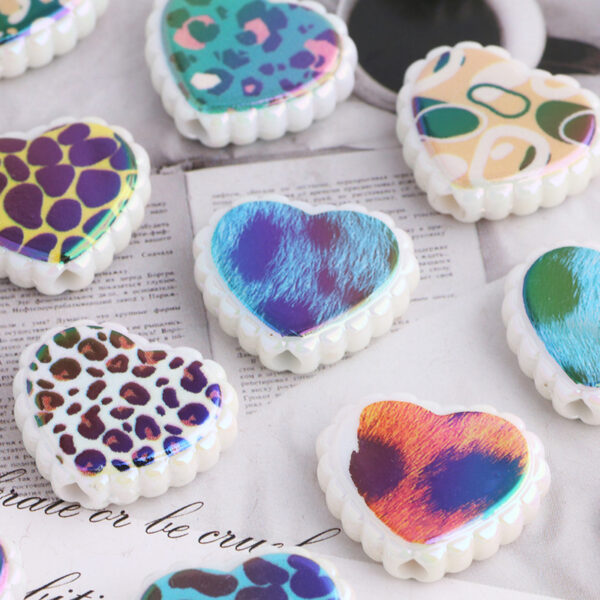 Wholesale DIY Color-Blocked Heart-Shaped Straight-Hole Beaded Phone Chain/Keychain Accessories