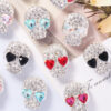Wholesale Double-Sided Full Diamond Alloy Skull Straight Hole Loose Beads DIY Mobile Phone Chain Key Chain Bag Chain Jewelry Accessories