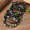 Wholesale Vintage wooden and stone beaded 7-piece bracelet
