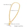 Wholesale Fashion Commuter All-Match Rectangular Hollow Initial Letter Pendant OT Buckle 201 Stainless Steel Bracelet Women's Necklace Plated 18K Real Gold