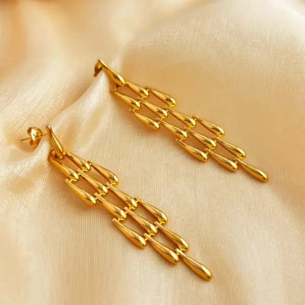 Wholesale PVD Coated Real Gold Plated 18K Gold Solid Color 304 Stainless Steel Elegant Luxurious Waterproof Non Tarnish Drop Earrings