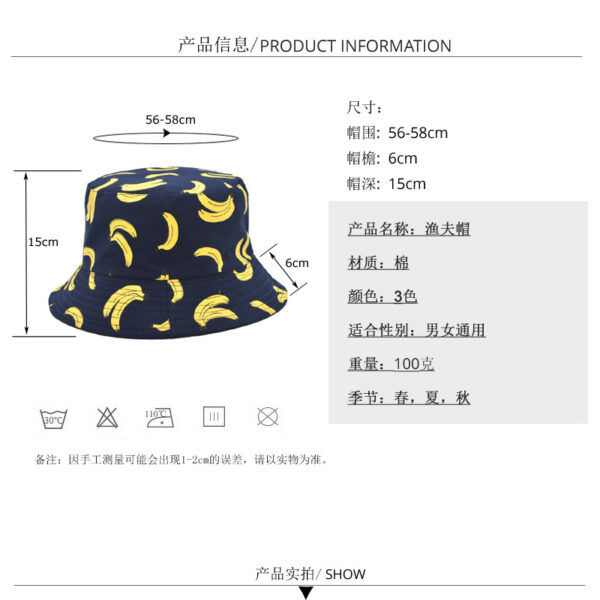 Wholesale Cross-border Hot Fruit Fisherman Hat Women's Cotton Korean Summer Hat Men's Travel Beach Double-sided Wearing Basin Hat