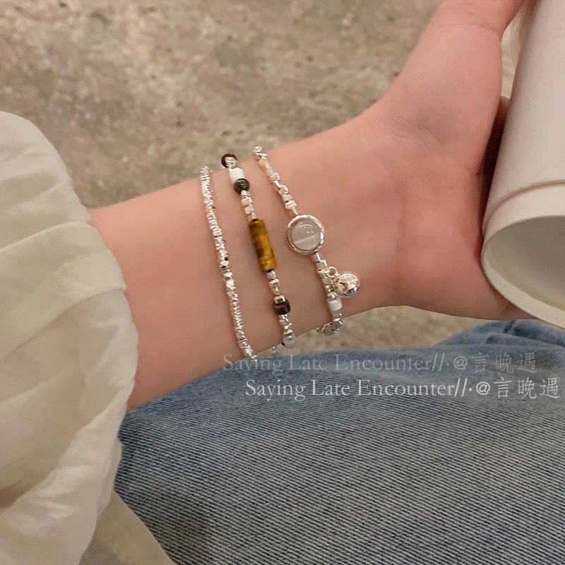 Wholesale A Few Pieces of Broken Sier ~ Cat's Eye Beaded Simple Bracelet for Women, Light Luxury, Niche, Exquisite, High-End Feel, 2025 New Model Jewe