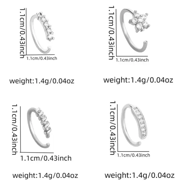 1 Piece Nose Rings & Studs Simple Style Geometric Alloy Inlay Rhinestones Nose Rings & Studs Nose Pin