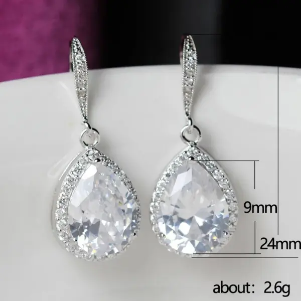Wholesale Fashion Full Water Drop Shaped Zircon Copper Earrings Wholesale