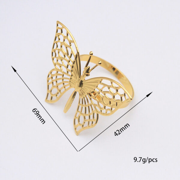 Wholesale Napkin Ring Napkin Buckle Hollow Metal Butterfly Napkin Ring Metal Ring Mouth Cloth Cross-Border Manufacturer