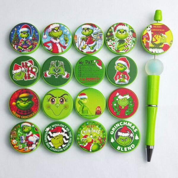 Wholesale Silicone printed round Christmas glowing beads