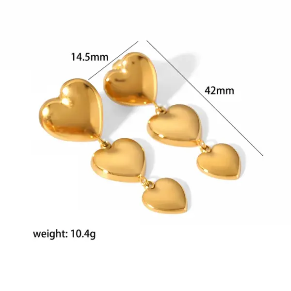 Wholesale 1 Pair Simple Style Heart Shape Plating Stainless Steel Drop Earrings Ear Studs