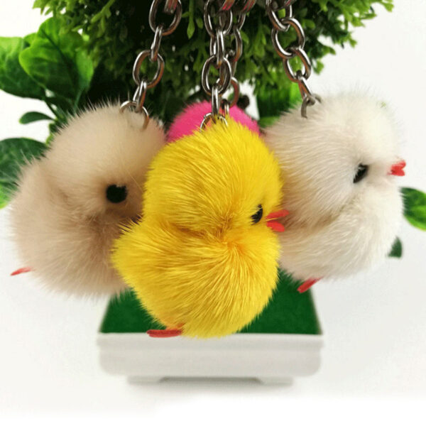 Wholesale Cute little duck mini keychain bag pendant mink fur Cartoon Doll