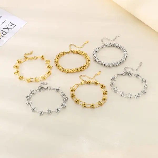 Ion Plating (IP) 18K Gold Plated Solid Color 304 Stainless Steel Vacation Simple Style Waterproof Non Tarnish 304 Stainless Steel Bracelets