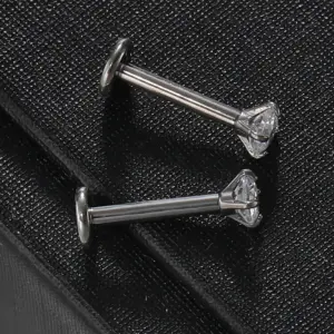 Wholesale Simple Style Geometric Pure Titanium Zircon Lip Stud Tongue Nail In Bulk