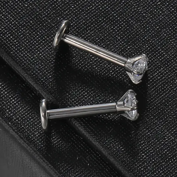 Wholesale Simple Style Geometric Pure Titanium Zircon Lip Stud Tongue Nail In Bulk