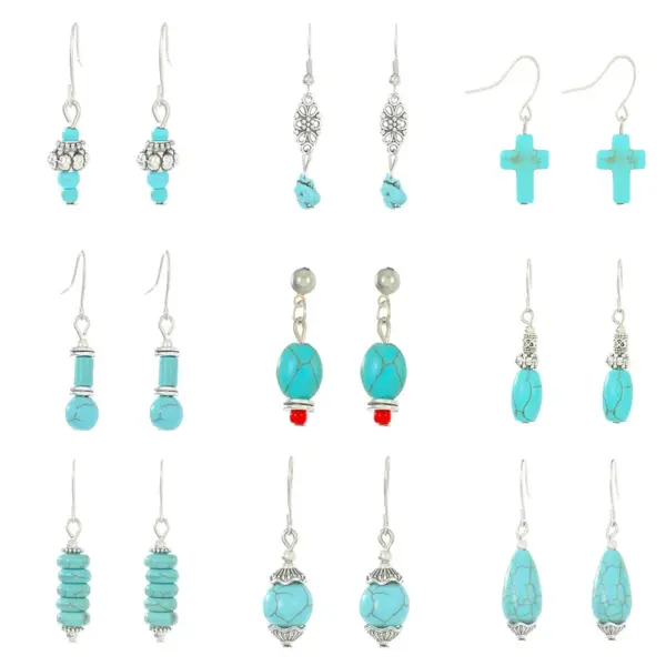 1 Pair Vintage Style Ethnic Style Geometric Turquoise Drop Earrings
