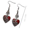Wholesale European and American Hot Selling Dark Gothic Style Retro Personality wine red Love Pendant Alloy Earrings Women's Jewelry