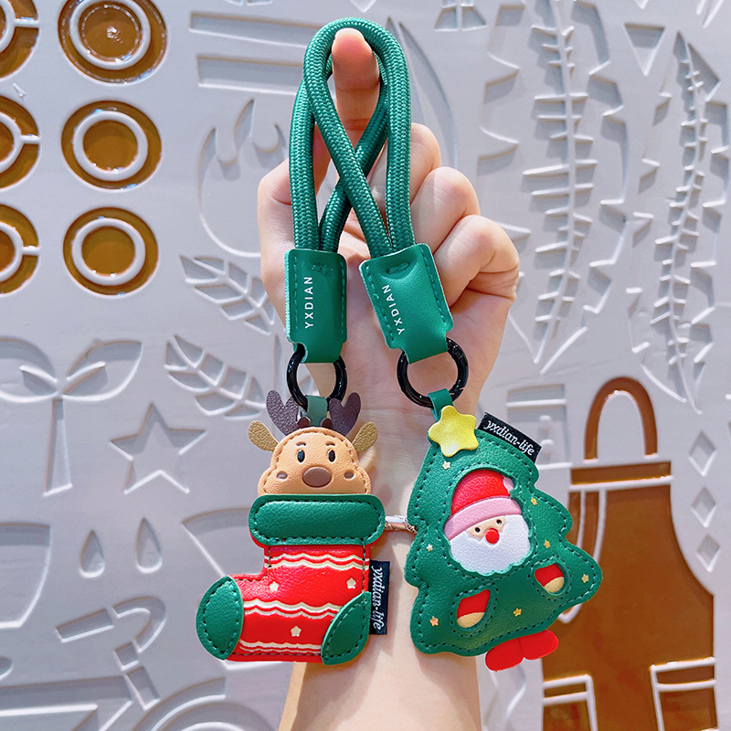 Wholesale Leather Christmas Ornament Keychain