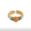 Wholesale Ancient Style Xiangyun Imitation Beeswax Ring Women's Ancient Method Gold Palace Style Vintage Enamel Open Ring Mother's Day Gift