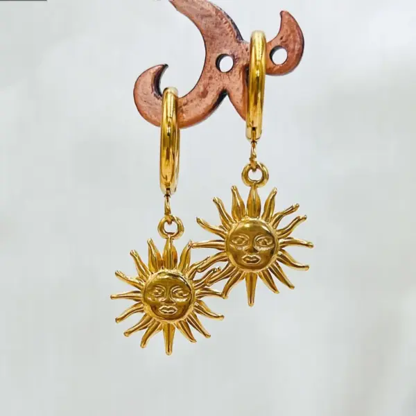 Wholesale 1 Pair Simple Style Sun 304 Stainless Steel Stainless Steel Earrings